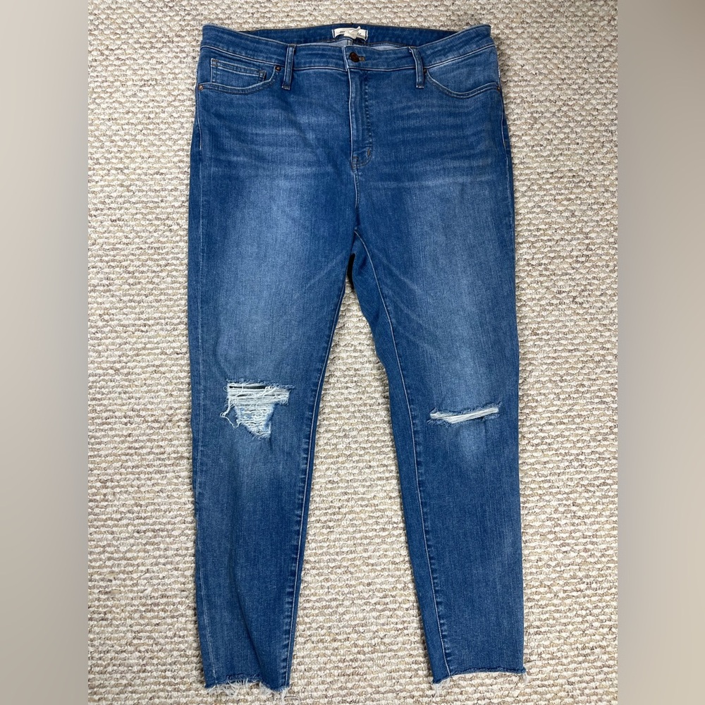 Madewell Women's Blue Distressed 9” Mid-Rise Skinny Jeans